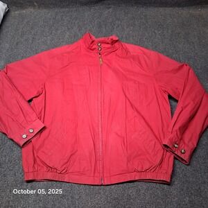 Lands End Windbreaker Flannel Lined Jacket Size Tall Large Red Outdoor Wear